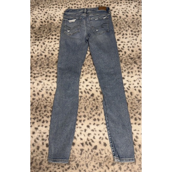 American Eagle Womens Next Level Stretch Distressed Denim Jeggings Size 0 - Picture 2 of 5